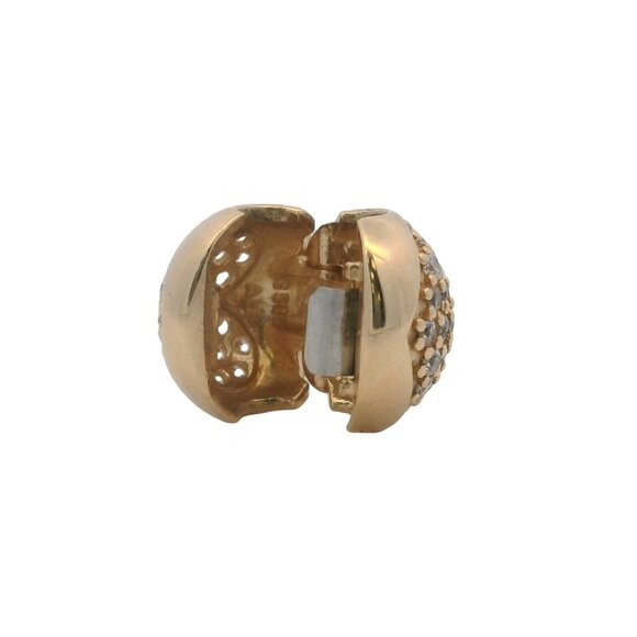 Retired Pandora 14kt Yellow Gold and CZ Cubic Zirconia Pave Heart Clip Charm - Picture 5 of 5